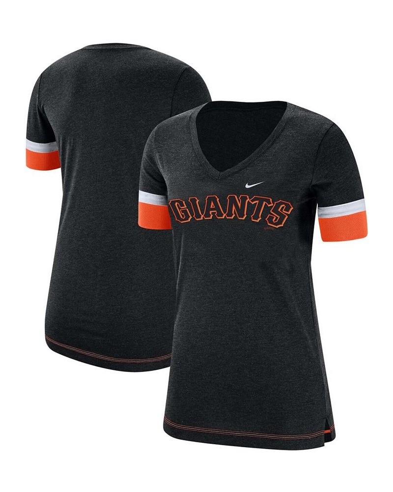 Women's San Francisco Giants Mesh V-Neck T-Shirt Black $28.49 Tops