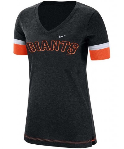 Women's San Francisco Giants Mesh V-Neck T-Shirt Black $28.49 Tops