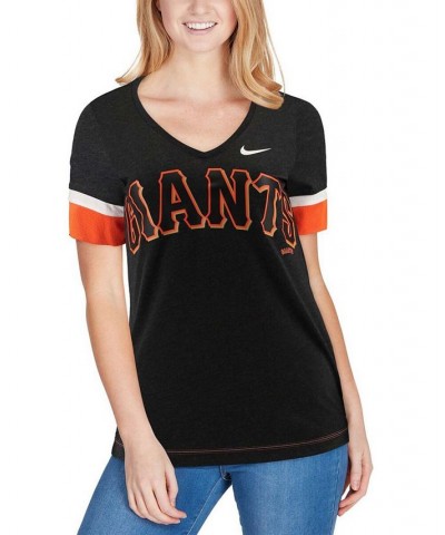 Women's San Francisco Giants Mesh V-Neck T-Shirt Black $28.49 Tops