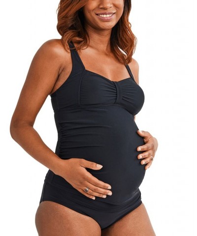 Beach Bump™ Twist Front Maternity UPF 50+ Swim Top Black $18.70 Swimsuits