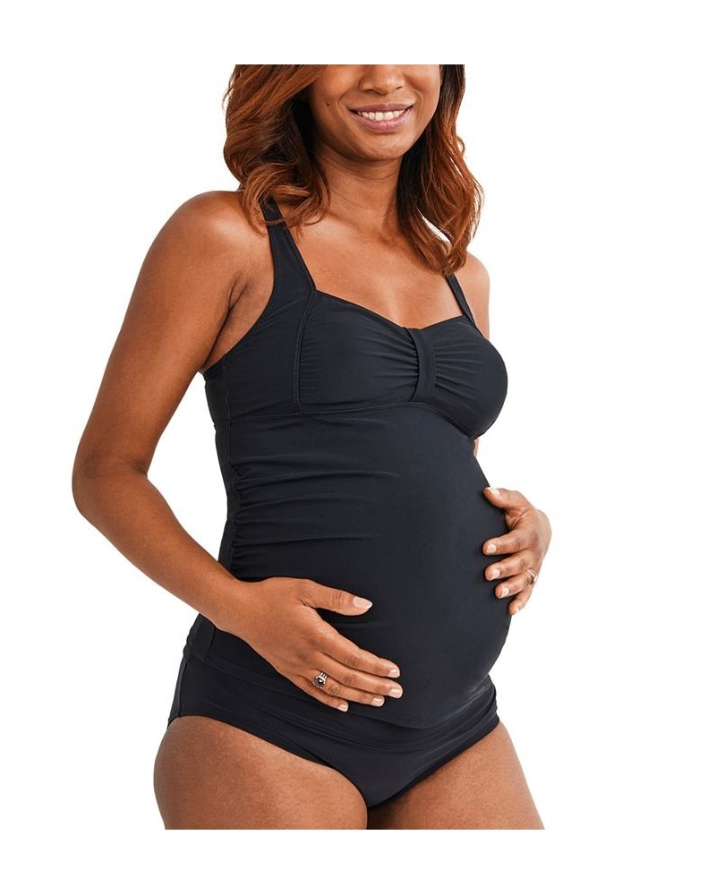 Beach Bump™ Twist Front Maternity UPF 50+ Swim Top Black $18.70 Swimsuits