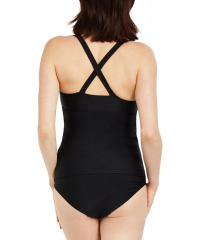 Beach Bump™ Twist Front Maternity UPF 50+ Swim Top Black $18.70 Swimsuits