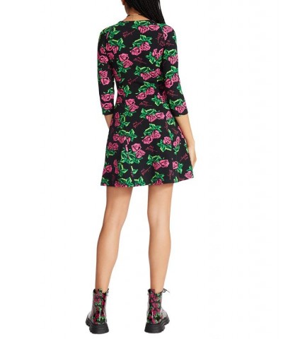 Women's Rose-Print Sweetheart Fit & Flare Dress Tin Can Rose $23.28 Dresses