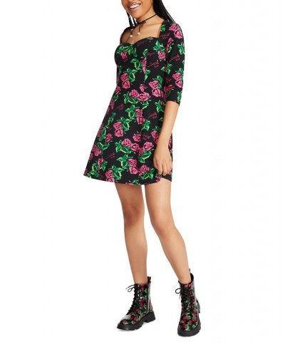 Women's Rose-Print Sweetheart Fit & Flare Dress Tin Can Rose $23.28 Dresses