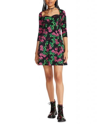 Women's Rose-Print Sweetheart Fit & Flare Dress Tin Can Rose $23.28 Dresses