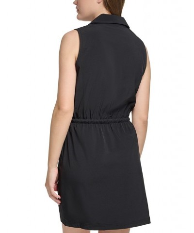 Women's X-Fit Collared Drawstring-Waist Sleeveless Sheath Dress Black $69.50 Dresses