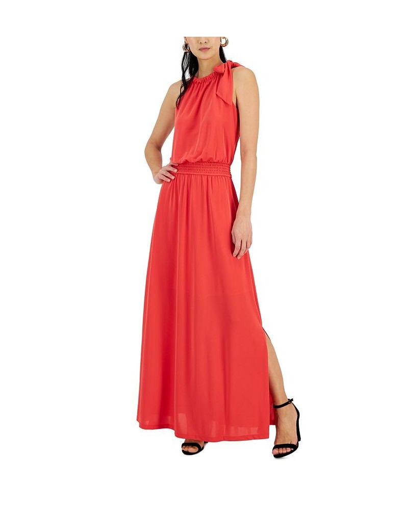 Women's Tie-Neck A-Line Dress Orange $22.89 Dresses