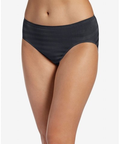 Seamfree Matte and Shine Hi-Cut Underwear 1306 Extended Sizes Black Stripe $9.30 Panty