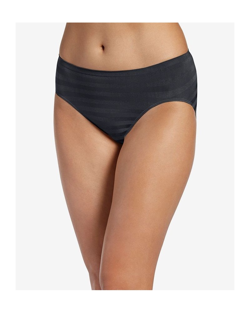 Seamfree Matte and Shine Hi-Cut Underwear 1306 Extended Sizes Black Stripe $9.30 Panty