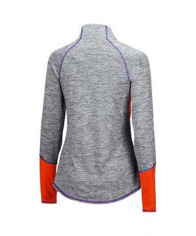 Women's Heathered Gray Orange Clemson Tigers Color Block Space-Dye Raglan Quarter-Zip Top Heathered Gray, Orange $29.40 Tops