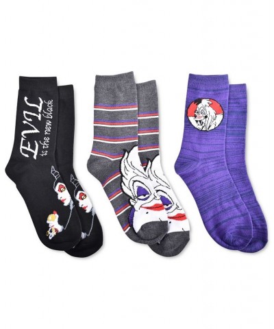 3-Pk. Disney Evil Villains Crew Socks Black, Grey, Blue $11.25 Socks