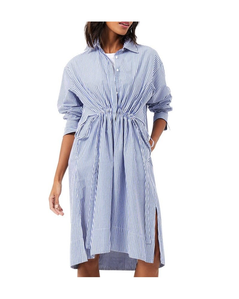 Women's Rhodes Cotton Striped Shirt Dress Linen White $34.56 Dresses