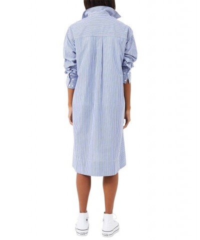 Women's Rhodes Cotton Striped Shirt Dress Linen White $34.56 Dresses