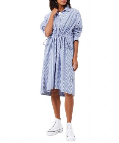 Women's Rhodes Cotton Striped Shirt Dress Linen White $34.56 Dresses