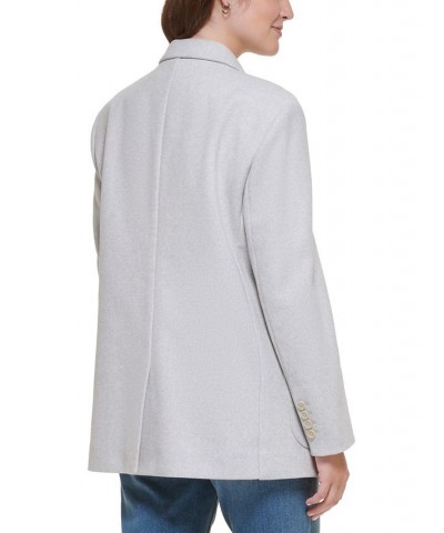 Petite Oversized Drop-Shoulder Button Blazer Light Grey Melange $44.89 Jackets