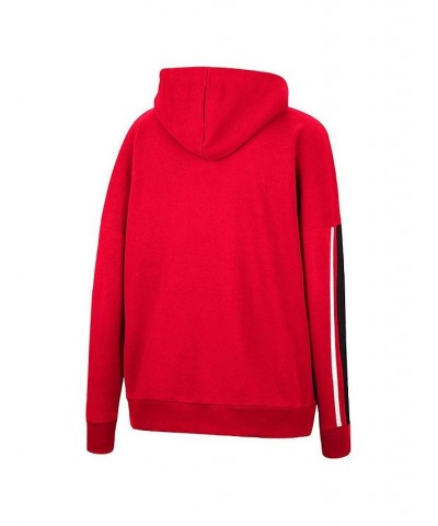 Women's Red Wisconsin Badgers Serena Oversized Sleeve Striping Pullover Hoodie Red $32.23 Sweatshirts