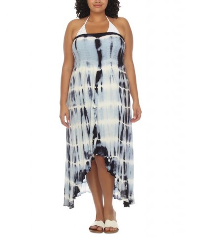 Plus Size Tie-Dyed Bandeau Cover-Up Dress Navy Tie Dye $33.64 Swimsuits