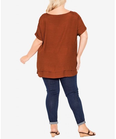 Plus Size Brianna Button Top Cinnamon $25.71 Tops