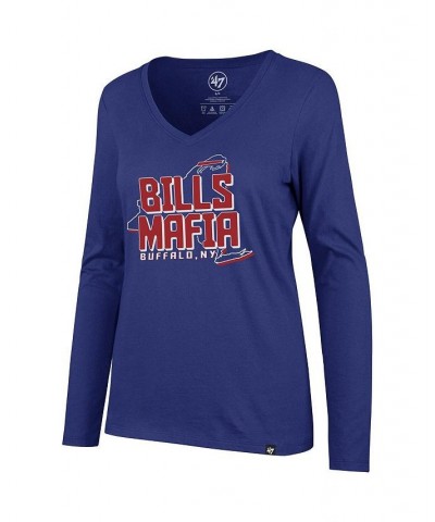 Women's '47 Royal Buffalo Bills Splitter V-Neck Long Sleeve T-shirt Royal $18.24 Tops