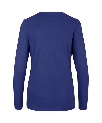 Women's '47 Royal Buffalo Bills Splitter V-Neck Long Sleeve T-shirt Royal $18.24 Tops