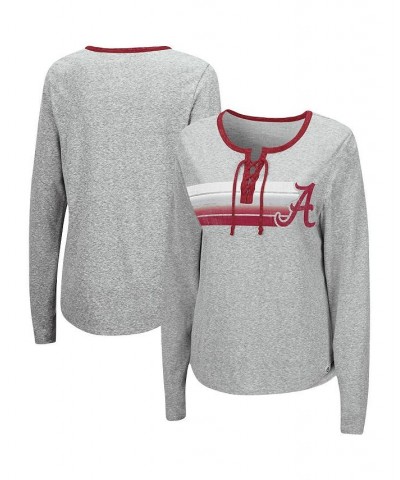 Women's Heathered Gray Alabama Crimson Tide Sundial Tri-Blend Long Sleeve Lace-Up T-shirt Heathered Gray $25.00 Tops