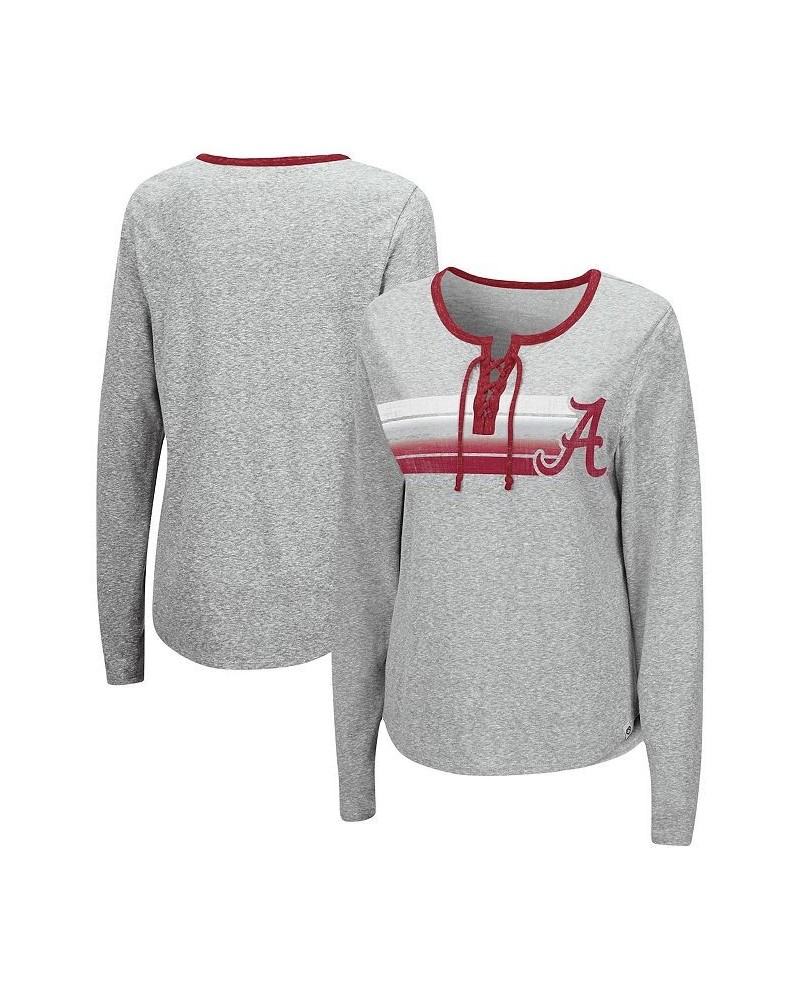 Women's Heathered Gray Alabama Crimson Tide Sundial Tri-Blend Long Sleeve Lace-Up T-shirt Heathered Gray $25.00 Tops