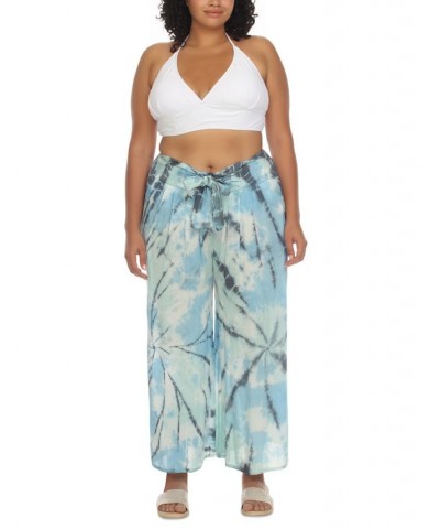 Plus Size Tie-Dyed Smocked-Back Swim Cover-Up Pants Sky Tie Dye $25.60 Swimsuits