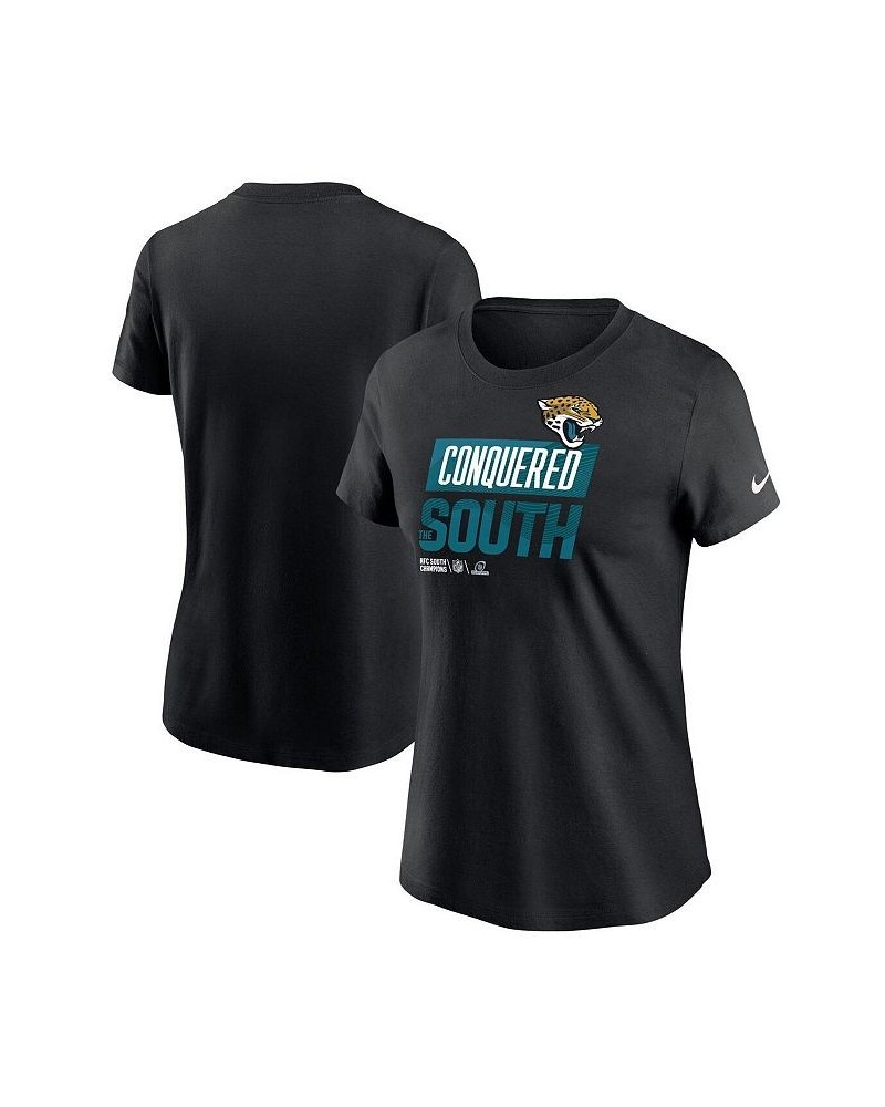 Women's Black Jacksonville Jaguars 2022 AFC South Division Champions Trophy Collection T-shirt Black $27.99 Tops