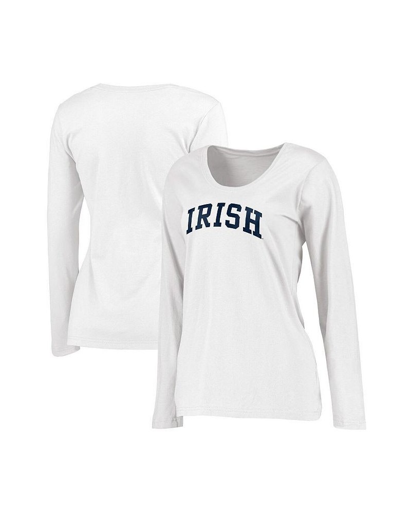 Women's Branded White Notre Dame Fighting Irish Logo Arch Long Sleeve T-shirt White $15.04 Tops