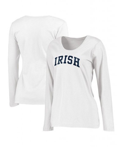 Women's Branded White Notre Dame Fighting Irish Logo Arch Long Sleeve T-shirt White $15.04 Tops