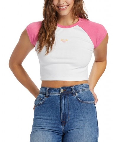 Juniors' Retro-Inspired Cotton Ribbed Crop Top Shocking Pink $27.14 Tops