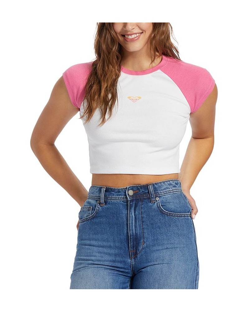 Juniors' Retro-Inspired Cotton Ribbed Crop Top Shocking Pink $27.14 Tops