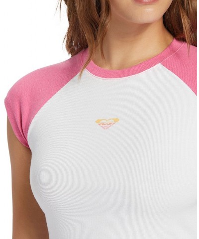 Juniors' Retro-Inspired Cotton Ribbed Crop Top Shocking Pink $27.14 Tops