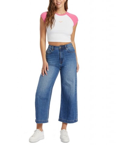 Juniors' Retro-Inspired Cotton Ribbed Crop Top Shocking Pink $27.14 Tops