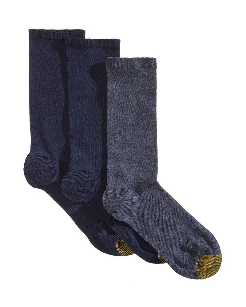 3 Pack Women's Non-Binding Flat-Knit Crew Socks Asst 2- New Navy/ Denim/ New Navy $10.92 Socks