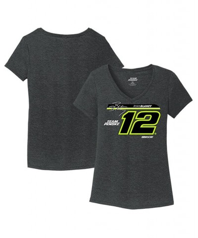 Women's Heather Charcoal Ryan Blaney 2023 12 Number Tri-Blend V-Neck T-shirt Heather Charcoal $17.22 Tops