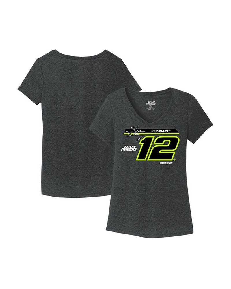 Women's Heather Charcoal Ryan Blaney 2023 12 Number Tri-Blend V-Neck T-shirt Heather Charcoal $17.22 Tops