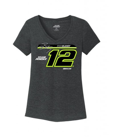 Women's Heather Charcoal Ryan Blaney 2023 12 Number Tri-Blend V-Neck T-shirt Heather Charcoal $17.22 Tops