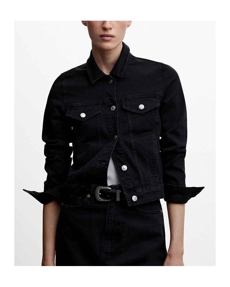 Women's Pocketed Denim Jacket Black Denim $33.60 Jackets