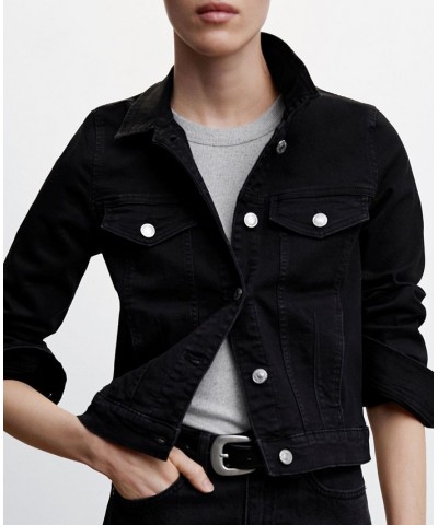 Women's Pocketed Denim Jacket Black Denim $33.60 Jackets