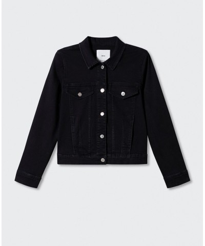 Women's Pocketed Denim Jacket Black Denim $33.60 Jackets