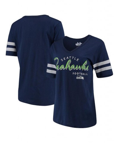 Women's by Alyssa Milano College Navy Seattle Seahawks Triple Play V-Neck T-shirt Navy $25.51 Tops