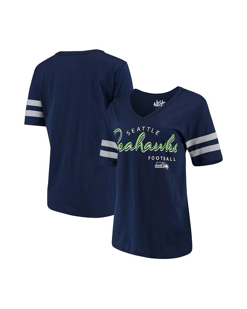 Women's by Alyssa Milano College Navy Seattle Seahawks Triple Play V-Neck T-shirt Navy $25.51 Tops