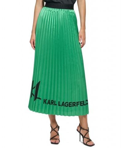 Women's Pleated KL Logo Skirt Green $42.74 Skirts