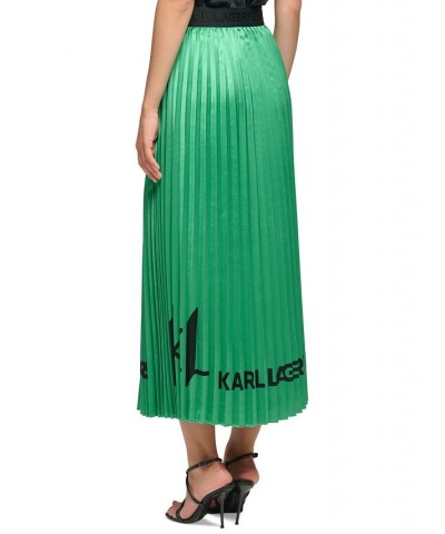 Women's Pleated KL Logo Skirt Green $42.74 Skirts