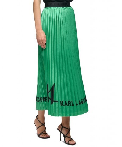 Women's Pleated KL Logo Skirt Green $42.74 Skirts