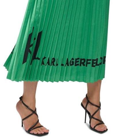 Women's Pleated KL Logo Skirt Green $42.74 Skirts