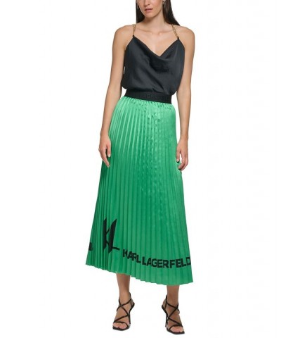 Women's Pleated KL Logo Skirt Green $42.74 Skirts