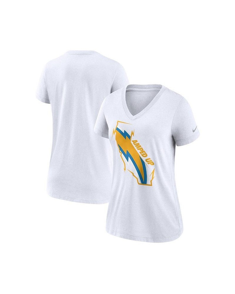 Women's White Los Angeles Chargers Hometown Collection Tri-Blend V-Neck T-shirt White $20.70 Tops