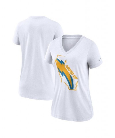 Women's White Los Angeles Chargers Hometown Collection Tri-Blend V-Neck T-shirt White $20.70 Tops